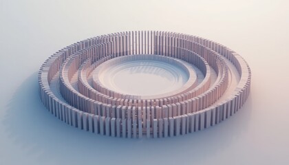 Poster - Dynamic circular shapes in 3d space abstract design digital art minimalist environment aerial view modern concept