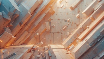 Poster - Dynamic abstract 3d wall art digital space stunning visuals futuristic environment eye-level perspective contemporary design concept