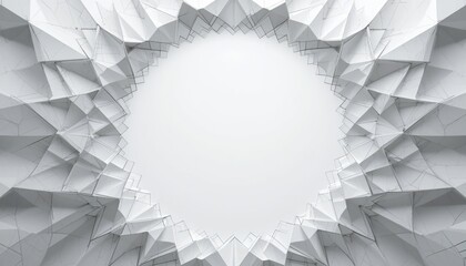Poster - Abstract white geometric pattern digital art studio visual artwork minimalist design centered perspective contemporary aesthetics