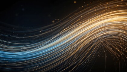 Poster - Dynamic flow of light waves abstract digital art dark background cinematic atmosphere close-up energy visualization