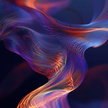 twisting ripple curve, glowing thread, background