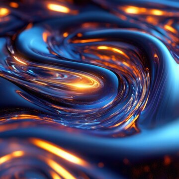 Twisting ripple curves with glowing thread, soft background