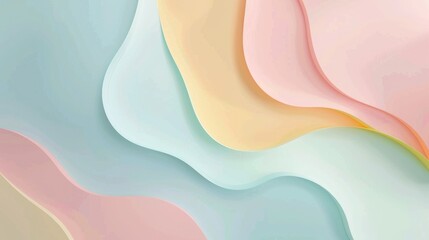Poster - Abstract pastel geometric shapes with soft gradients. 3D rendering background image of multi colored pastel color with wavy texture. Digital art for modern and minimalistic design. Smooth art. AIG51.
