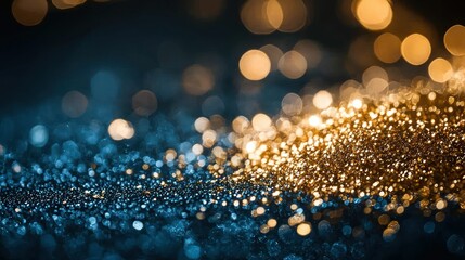 Elegant gold and blue glitter bokeh background