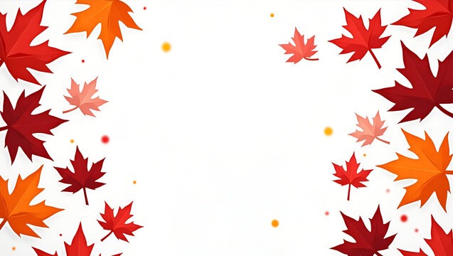 Happy Canada Day card on white background with paper cut maple leafs. Vector illustration.
