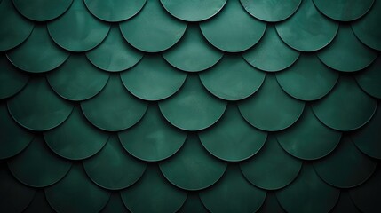 Poster - Abstract green geometric pattern with layered shapes. Digital artwork of 3D rendering with dark green curving pattern or waving pattern. Modern design for backgrounds and prints. Artistic. AIG51.