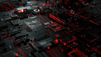 Leinwandbilder - abstract picture of chip on complex circuit with digital technology style design and the electric li