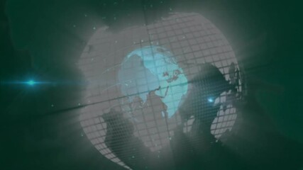 Poster - 3D globe being visualized in digital space, featuring glowing data points and floating lock icons