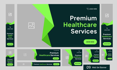 Wall Mural - digital healthcare services web set banner design for social media post, modern medical services web