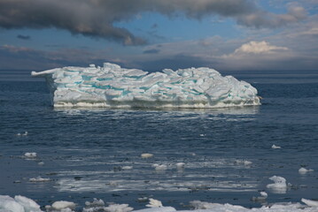 russia. the western coast of sakhalin island. the picturesque last ice in the spring sea of okhotsk.