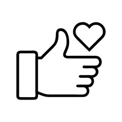 Poster - Thumbs up like heart icon vector illustration hand gesture approval symbol social media design graphic