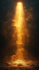 Wall Mural - background image yellow beam of light in the dark
