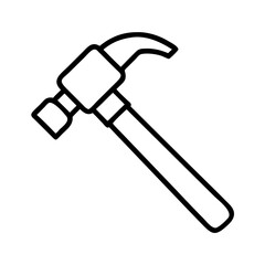 Poster - Outline claw hammer vector icon illustration for construction tool and carpentry work design