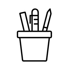 Poster - Office supplies organizer vector icon illustration for desk organization and stationery needs