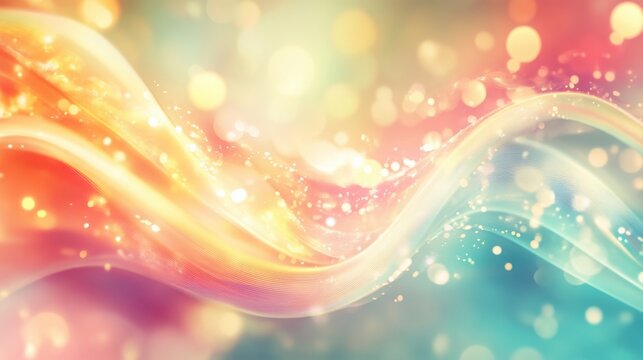 Vibrant wave bends with dreamy glow, soft background