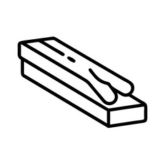 Poster - Isolated black outline of a wooden box with two wooden sticks vector illustration design element