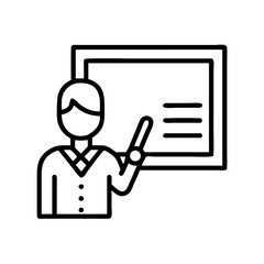 Poster - Illustration of business presentation training seminar teacher explaining on whiteboard lesson plan