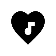 Poster - Black heart shape with a white music note inside representing love for music and entertainment content