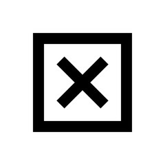 Poster - Black x mark inside a square box with a white background indicating a choice selection or error sign