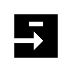 Poster - White arrow pointing right with a horizontal line above it in a black rectangular background design element