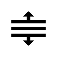 Poster - Black arrows pointing up and down with three horizontal lines in the middle on a white background design