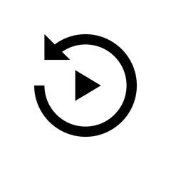 Poster - Circular arrow pointing left with a play symbol in the center indicating replay or restart video icon