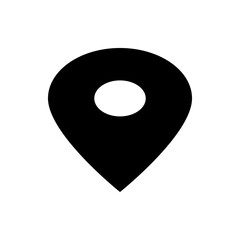 Poster - Illustration of a simple black map marker icon with a circular cutout on a white background image