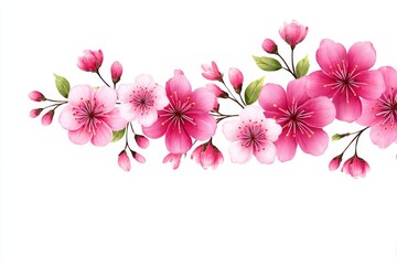 Poster - Delicate Pink Blossom Border - A beautiful horizontal border of pink cherry blossoms, perfect for spring themes or adding a touch of elegance to your designs