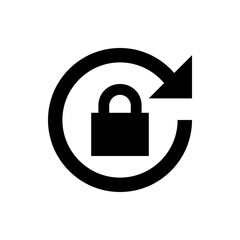 Poster - Black padlock inside a circular arrow indicating a refresh or update security feature icon sign