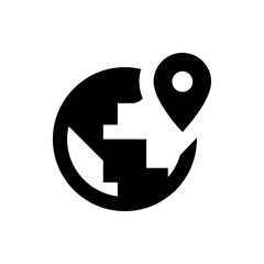 Poster - Globe with a location pin icon indicating a global destination with a circular arrow around it