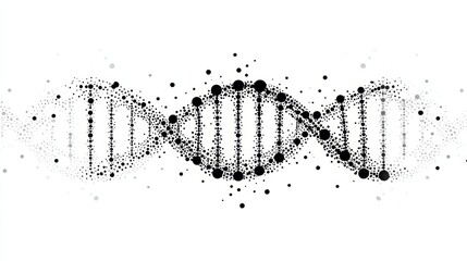 Poster - DNA Double Helix Structure - Abstract representation of a DNA double helix, formed by dots, fading at the edges on a white background. Ideal for scientific or medical concepts