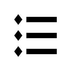Aufkleber - List icon with three diamonds and three horizontal bars representing a menu or options list view 100