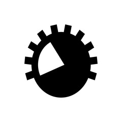 Poster - black gear with white pie chart segment indicating progress or partial completion shown clearly here
