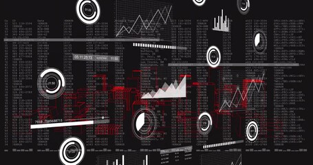 Poster - Futuristic dashboard animating red 3D wireframe skyline, overlaying scrolling logs and HUD charts