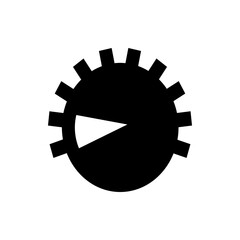 Poster - Black gear with rectangular teeth and a white triangle inside indicating progress or a slice of a pie chart