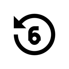 Poster - An illustration of a black arrow rotating counterclockwise around the number six in the center