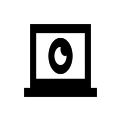 Poster - A black and white icon of a laptop with a circular eye symbol displayed on the screen in the center