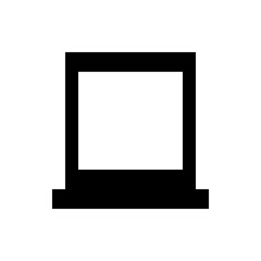 Poster - Illustration of a simple black and white laptop with a rectangular screen and a thick base design element
