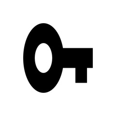 Poster - Simple black key with circular head and rectangular shaft on a white background security item image