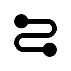 Poster - Black s shaped line connecting two circles on a white background in a simple graphic design style