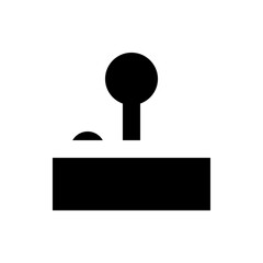 Poster - A minimalist graphic of a black joystick with a round top and a small black semicircle nearby in black
