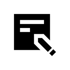 Poster - black square with two horizontal lines and a white pencil pointing towards the square edge design