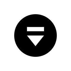 Poster - Black circle containing a white rectangle and an inverted triangle pointing downwards in the center