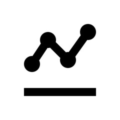 Poster - Black line graph with circular nodes showing an upward trend and a shadow on a white background image