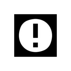 Poster - White exclamation mark inside a white circle, all contained within a black square background shape