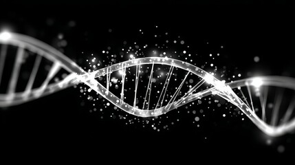 Poster - Glowing DNA Strand Abstract - A digitally created of a glowing DNA double helix against a black background. Perfect for science, technology, or medical concepts