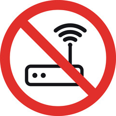 Poster - No router sign . No wireless internet provider sign . No wifi router icon . Vector illustration