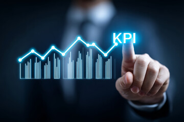 Poster - KPI Business Analytics: Data-Driven Growth Strategies - Visualizing KPI data for strategic business decisions. Symbolizing growth, progress, analysis, measurement, and success