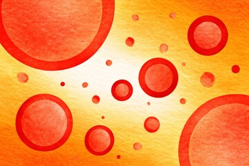 Aufkleber - Orange and Red Abstract Circles Background - Vibrant abstract background featuring overlapping red and orange circles of varying sizes on a textured, warm-toned backdrop. Perfect for design projects
