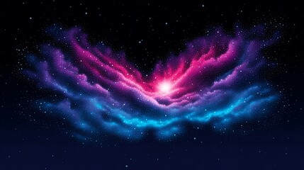 Wall Mural - pink and blue nebula night sky - cosmic swirls of pink and blue nebulae illuminate a dark night sky,